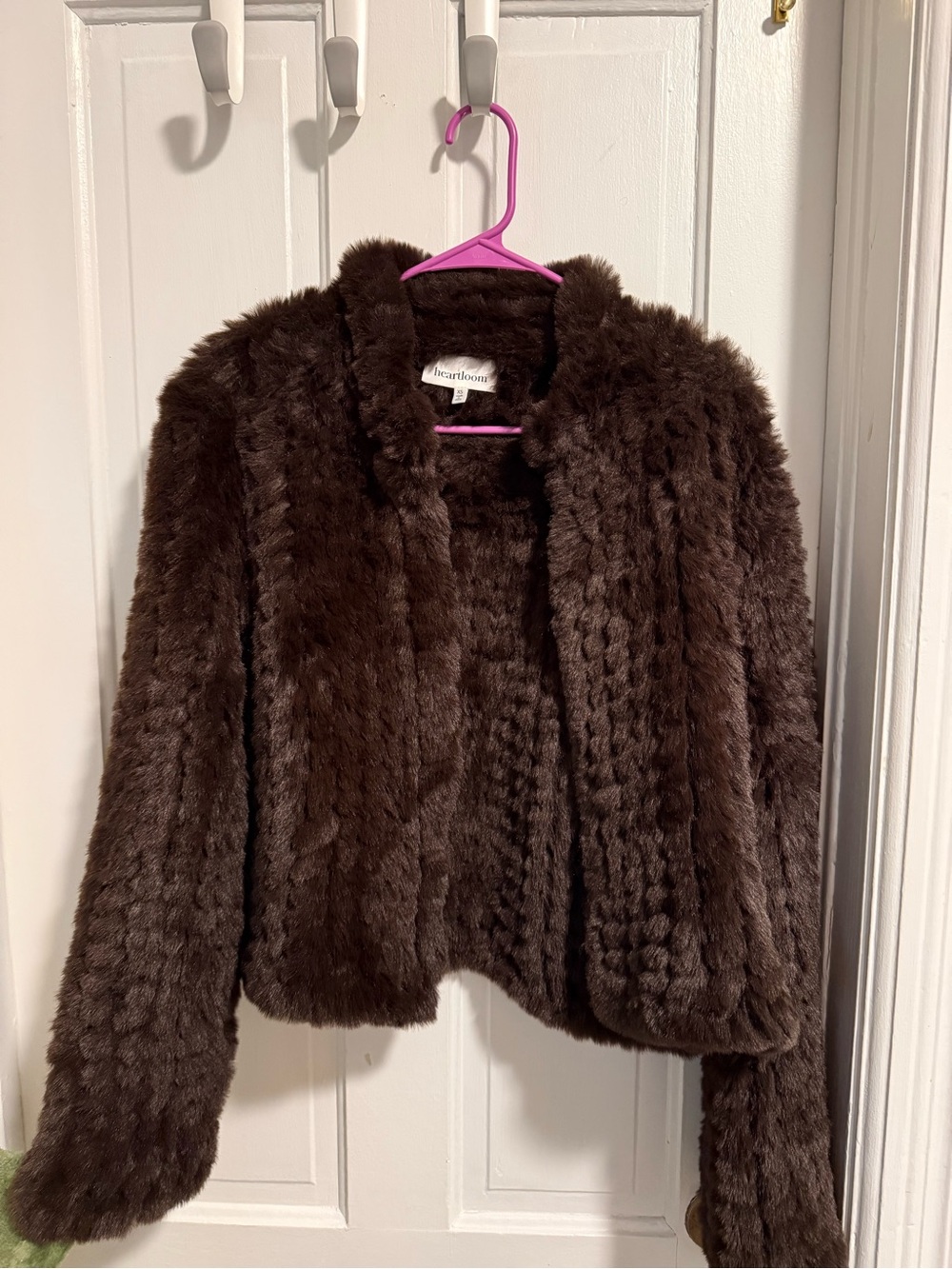 Heartloom Plush Faux-Fur Jacket in Deep Brown